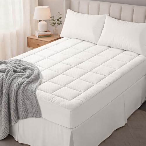 OLANLY Twin Quilted Fitted Mattress Pad, Down Alternative Fill, Off White by OLANLY