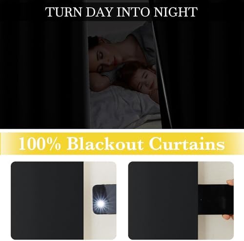 NICETOWN Full Blackout Curtains 96 inch Long for Home Theater, Grommet Energy Saving Room Darkening Window Treatment Thermal Curtains Portable Sun Shades for Living Room, W52 x L96, 2 Panels - Image 5