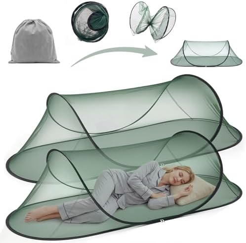 2 Pcs Mosquito Netting for Camping Bed 78 * 31 * 22 Inch, Green by Hubeii