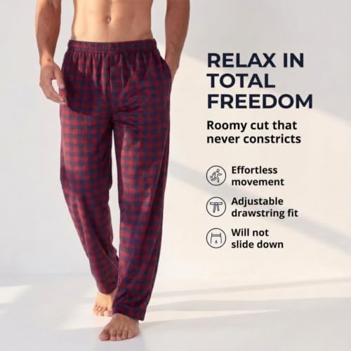 DOCKERS Fleece Pajama Pants for Men, 2 Pack Lounge Sleepwear with Pockets - Image 2