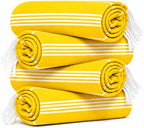 HAVLULAND Oversized Beach Towels, Pack of 4, Yellow, 72"x40" Striped Set by Havluland