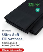 King Pillow Cases - 10 Pack Soft Pillowcase Covers - 20" x 40" (Black) - Image 2