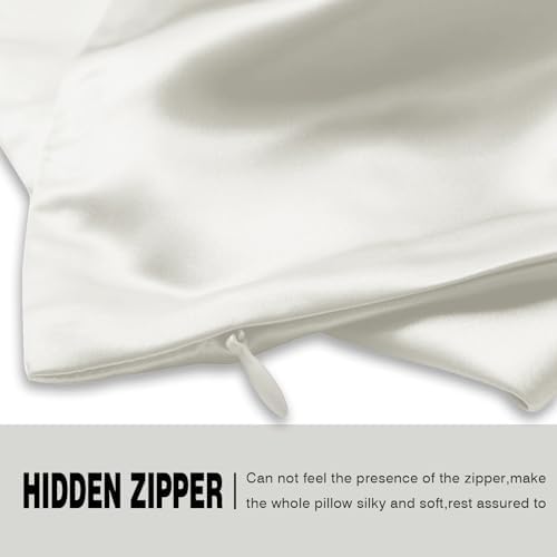 Suatien Mulberry Silk Pillow Cases 2 Pack King Size, Ivory - Image 4