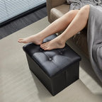 AmasSmile Ottoman with Storage,Folding Chest,17" Leather,Black 2 Pack - Image 5