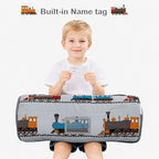 Viviland Toddler Nap Mat with Pillow and Minky Blanket,Rolled Large Sleeping Mat for Boys,Kids Slumber Bag Nap Mat for Preschool, Daycare, Kindergarten, Travel Camping - Train Magic - Image 4