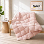 Joysoul Down Throw Blankets, Lightweight Feather Down Throw for Indoor and Outdoor Duvet Insert, Camping, Travel, Couch, Soft Throw Medium Warm, Pink (50" x 70") by Joysoul