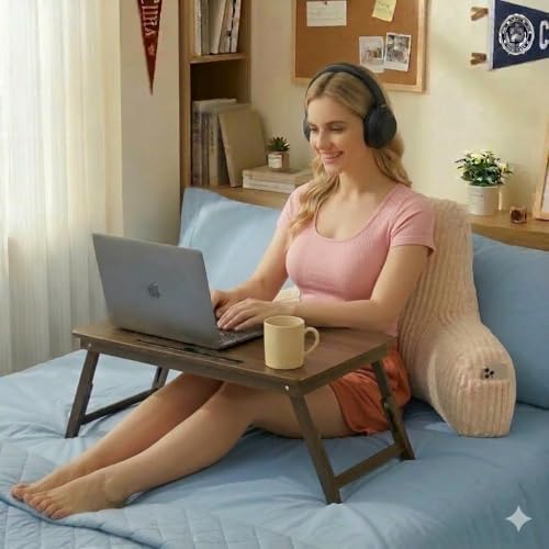Large Reading Pillow for Sitting Up with Arms,White Corduroy - Image 2