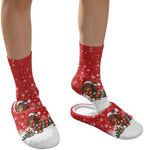 Jeiento Winter Fuzzy Slipper and Crew Socks for Women,Adult Slip-on Close Toe House Slipper,Flat Comfort home Slides - Image 4