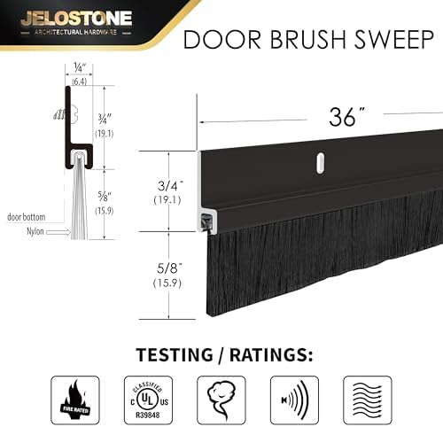 2 Pack – 36'' Premium Aluminum Door Sweep with Nylon Brush, Seals Gaps Up to 5/8", Dark Bronze Anodized Aluminum Door Sweep, UL Fire-Certified, and Built for Long-Term Performance, JS-NB161 - Image 2
