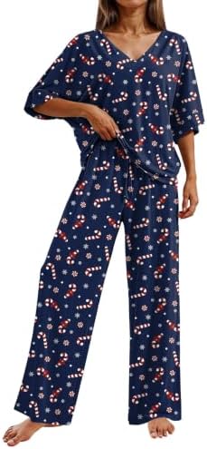 Ekouaer Pajama Sets Womens 2 Piece Short Sleeve Long Pants Pjs Lounge Set by EKOUAER