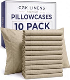 Queen Pillow Cases - 10 Pack Pillowcase Covers, 20" x 30" - Heathered Beige by CGKUnlimited