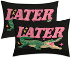 Vintage Funny Alligator Pillowcases Queen Size Set of 2 - Crocodile Pillow Cases with Envelope Closure, Animal Man Cave Decorative Pillow Covers for Bed Couch, Soft Breathable Microfiber by Unknown