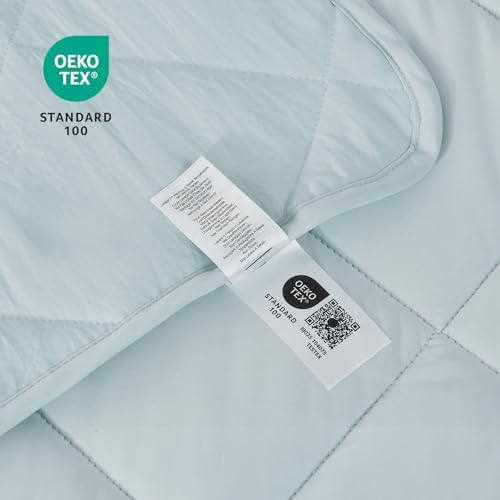 Cozy Bliss Cooling Throw Blanket for Hot Sleepers 50"x70", Q-Max 0.45 Cooling Comfort, Cold Blankets for Night Sweats Sleeping, Ultra-Cool Lightweight Breathable Summer Blanket for Couch Bed, Blue - Image 5