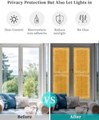 Window Privacy Film Frosted, Ginger Yellow Botanical Reusable Static Cling Window Tints, Vintage Florals Geometric Minimalist Heat Control Windows Films for Offices, Balcony, 29.5 x 118 Inches - Image 6
