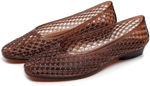 Jelly Flats for Women Jelly Sandals Low Heel Jellies Shoes Clear Pumps by KysBloes