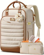 MATEIN HER Quilted Travel Backpack with Hot Hair Travel Bag, 4-Piece Set by MATEIN