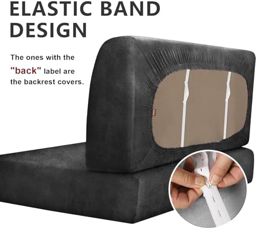 Leather Look RV Dinette Cushion Covers, Stretch Camper Cushion Slipcovers for Travel Trailer Couch RV Booth Seat, Replacement Camper Sofa Chair Protector (2 Backrest Cover & 2 Bench Cover,Dark Grey) - Image 7