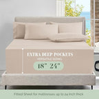 Elegant Comfort Luxury Soft 6-Piece 1500 Premium Hotel Quality Bed Sheet Set with Extra Deep Pockets 18-24 Inch, Wrinkle Free, Storage Pockets, Extra Deep Pocket 6PC Sheets, Queen, Beige - Image 4