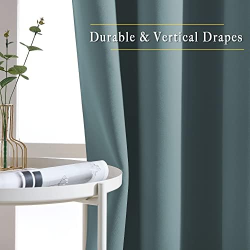 NICETOWN Bedroom Blackout Long Curtains 120 Length - Energy Saving Thermal Insulated Solid Grommet Luxury Room Darkening Drapes for Living Room, Greyish Blue, Set of 2, W52 x L120 - Image 5