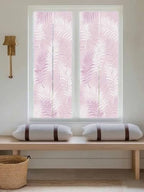 Window Privacy Film Frosted, Pink Botanical Reusable Static Cling Window Tints, Summer Palm Leaves Foliage Tropical Heat Control Windows Films for Offices, Balcony, 29.5 x 118 Inches - Image 5