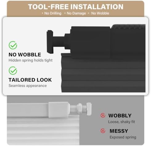 AOSKY No Drill Cordless Light Filtering Cellular Shade 35.5"W x 48"H Black - Image 4