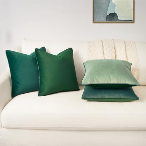 MONDAY MOOSE Decorative Throw Pillow Covers Cushion Cases, Set of 4 Soft Velvet Modern Double-Sided Designs, Mix and Match for Home Decor, Pillow Inserts Not Included (20x20 inch, Sage/Dark Green) - Image 5
