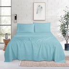 Mocassi Cal King Size 4-Piece Bed Sheet Set - 1800 Premium Hotel Quality Microfiber 18-24 Inches Extra Deep Pocket Fitted Sheet- Luxury Soft, Breathable, Wrinkle, and Fade Resistant, Aqua Blue - Image 2