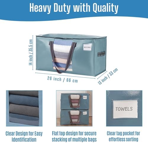 VENO Moving Bags, Wide Open Top, Clear Window, Light Blue, 6 Pack - Image 3