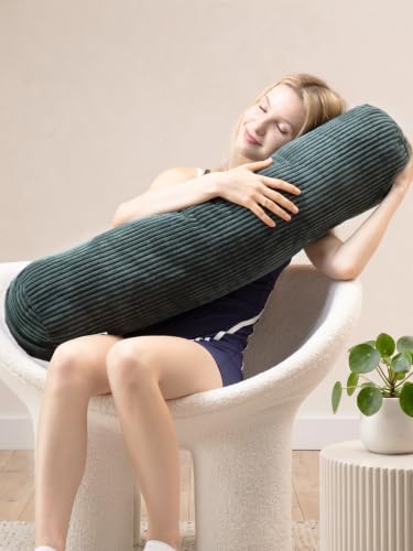 Long Cylinder Body Pillow Corduroy Lumbar Pillow Neck Roll Throw Pillow by Cherryarn