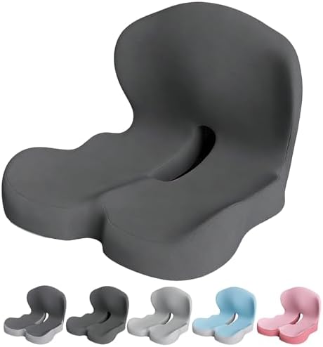 Celinva Orthopedic Cushion Seat Cushion,L-Shaped Lumbar Support,Breathable,Design for Office Chair,Car,Wheelchair Ergonomic Non Slip MemoryFoam Seat Skin with Back Support (Dark Grey) by Unknown