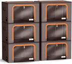 Sorbus Clothing Storage Bins with Clear Window, Metal Frame (6 Pack, Brown) - Image 7