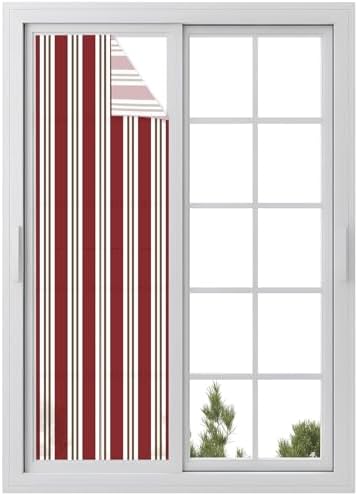 Window Privacy Film Frosted, Red Brown Striped Reusable Static Cling Window Tints, Modern Farmhouse Vertical Stripes Heat Control Windows Films for Offices, Balcony, 29.5 x 118 Inches by Unknown