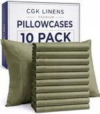 Standard Pillow Cases - 10 Pack Pillowcase Covers - 20" x 26" (Sage Green) by CGKUnlimited