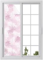 Window Privacy Film Frosted, Pink Yellow Palm Trees Tropical Reusable Static Cling Window Tints, Summer Beach Botanical Heat Control Windows Films for Offices, Balcony, 29.5 x 118 Inches by Unknown