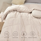 Bedsure Comforter Duvet Insert - Quilted Comforters Twin Size, All Season Duvet, GentleSoft Down Alternative Bedding, with 8 Tabs, Gifts for Women/Men, Beige, Twin 88 x 68 Inches - Image 4