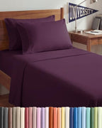 Twin XL 4 Piece Sheet Set - College Dorm Room Essentials - Deep Purple by CGKUnlimited