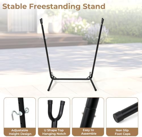 Portable Hammock Stand Only, Lightweight Travel Hammock Chair Stand for Outside, 300 lbs Capacity, for Camping, Travel, Patio & Indoor Use, No Tools Needed, Includes Carrying Case - Image 4