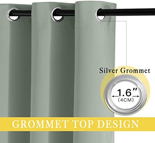 NICETOWN Blackout Sage Green Curtain for Sliding Glass Door - Grommet Thermal Insulated Patio Door Drape Room Darkening Sound Dampening for French Door (W100 x L84, 1 Piece) - Image 3