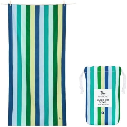 Dock & Bay Kid's Towel - for Beach Use - Quick Dry, Sand Free - Compact, Lightweight - 100% Recycled - Includes Bag - Summer - Cool Lagoon, Large (160x90cm, 63x35) by DockBay