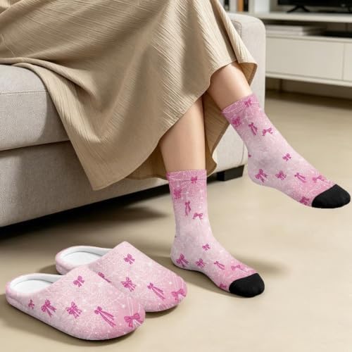 Jeiento Womens Fuzzy Slipper and Socks Winter Warm Gifts for Mom,Wam Cozy Indoor Socks Comfort Home Shoes - Image 2