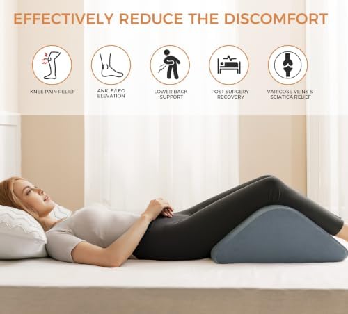 Knee Wedge Pillow for Post-Surgery Recovery-Leg Elevation Support for Sleep Position, Alleviating Lower Back & Hip Pain Enhancing Circulation in Ankles Legs Triangle Pillow with Removable Cover - Image 5