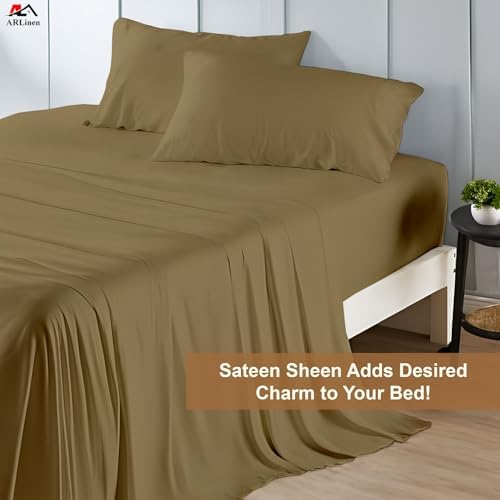 ARlinen RV Bunk Sheet Set, 34x75, 4 Piece Egyptian Cotton, Taupe - Image 7