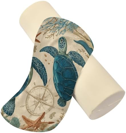 Sea Turtle Corals Starfish Neck Roll Pillow Bolster Round Health Memory Foam Long Cervical Cylinder Pillows with Removable Washable Cover for Body Bed Legs Back Yoga - Image 3