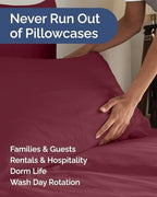 King Pillow Cases - 6 Pack Soft Pillowcase Covers - 20" x 40" (Burgundy) - Image 5