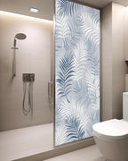 Window Privacy Film Frosted, Navy Blue Botanical Static Cling Door Window Covering, Summer Palm Leaves Foliage Tropical UV Blocking Windows Film for Office, Hotel, Bedroom, 29.5 x 78.7 Inches - Image 3