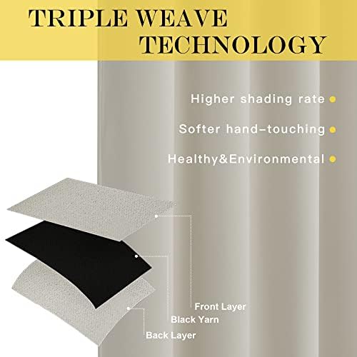 NICETOWN Extra Wide Blackout Sliding Door Curtains 108 inch Length - Grommet Insulated Curtain Light & Sound Blocking Drape for French Door/Patio Door (Natural, W100 x L108, 1 Panel) - Image 3