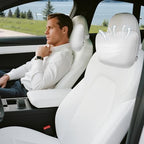 Car Neck Pillow for Tesla Model 3/Y/S/X - Adjustable Height Headrest Cushion - Ergonomic Auto Headrest Support for Driving Comfort 2 Pack White by Kzeux
