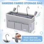 Domensi 2 Pcs Hanging Bedside Storage Caddy Bags with Pockets, Floating Bedside Shelf Wall Mount Organizer, College Dorm Essentials for Headboards Bunk Beds Book Phone Holder - Image 3