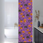 Window Privacy Film Frosted, Pumpkins Halloween Reusable Static Cling Window Tints, Horror Haunted Houses Purple Heat Control Windows Films for Offices, Balcony, 29.5 x 118 Inches - Image 3