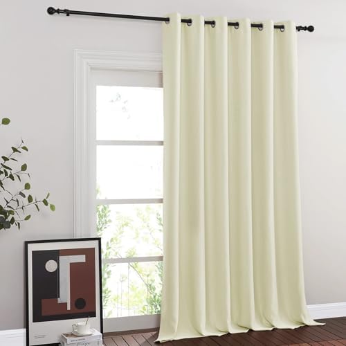 NICETOWN Blackout Sliding Glass Door Curtain, Thermal Insulated Grommet Room Darkening Window Treatment Sound Dampening for Bedroom/Living Room, Beige, W80 x L90, 1 Panel - Image 2